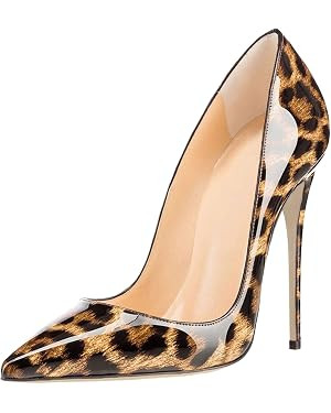 COLETER Women's Sexy Pointed Toe High Heels,4.72 inch/12cm Patent Leather Pumps,Wedding Dress Sho... | Amazon (US)