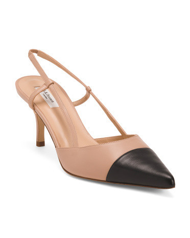 Leather Hally Toe Cap Slingback Heels for Women | Marshalls