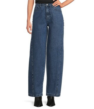 Studded Structure Barrel Denim Jeans | Dillard's