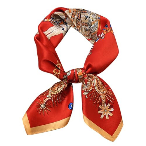 FEIBOON 100% Pure Mulberry Silk Scarfs 26"x26" Square Scarf Women Neckerchief Headscarf hair scarf bandana Gift Packed (Red Classic Carriage) | Amazon (US)