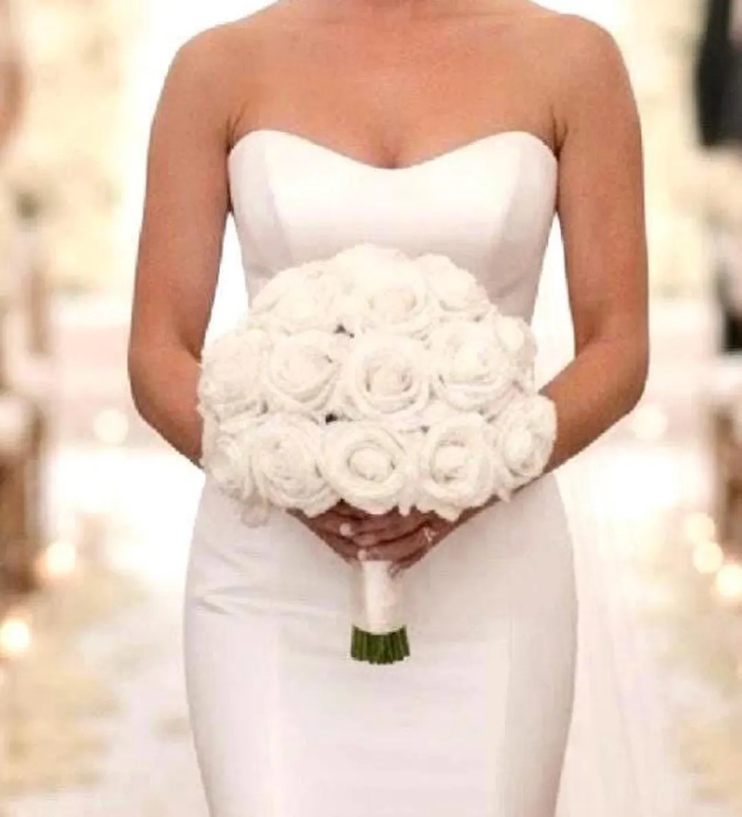 Ivory Rose Bridal Bouquet | Real-touch Wedding Flowers | Bridesmaid Bouquet, Boutonniere & Wrist ... | Etsy (US)