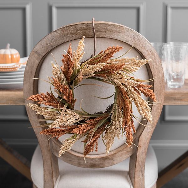Orange and Tan Wheat Spiral Wreath | Kirkland's Home