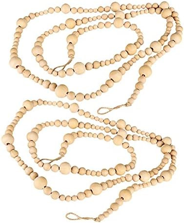 2 Pack Natural Wood Bead Garland, 7.2 Feet Length Farmhouse Rustic Beads, DIY Painting/Tiered Tra... | Amazon (CA)