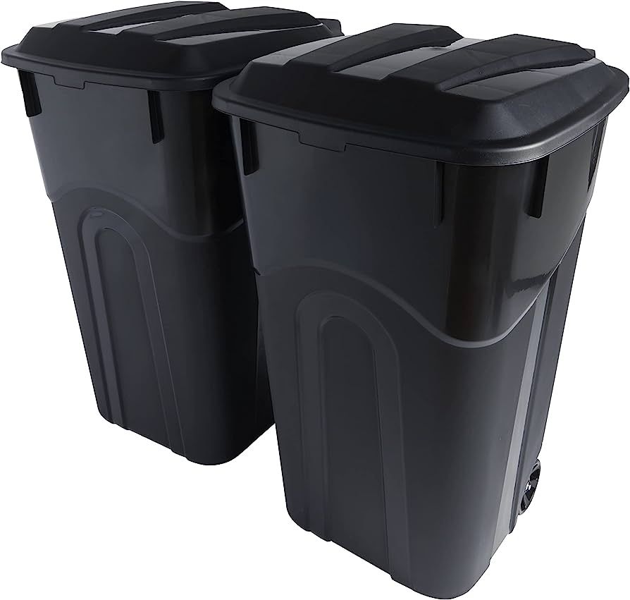 United Solutions 32 Gallon Wheeled Outdoor Garbage Can with Attached Snap Lock Lid and Heavy-Duty... | Amazon (US)