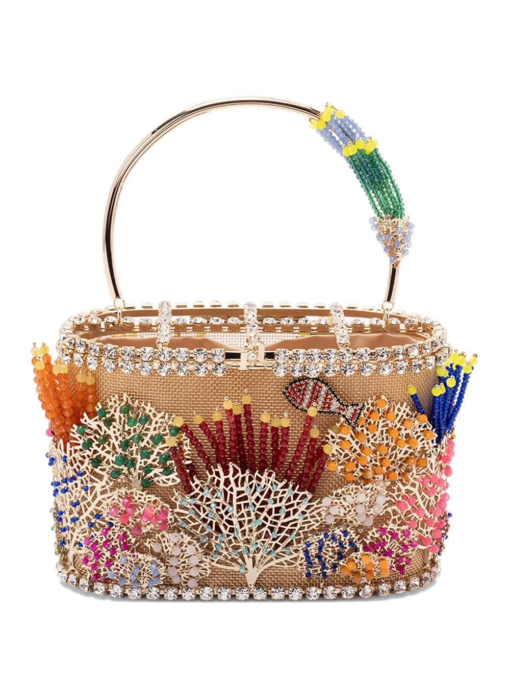 Rosantica Holli beaded coral-reef mini tote bag - Gold | Farfetch Global