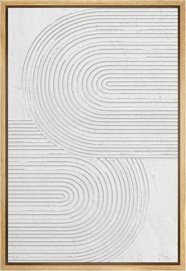SIGNWIN Framed Canvas Print Wall Art White Vintage Geometric Spirals Abstract Shapes Illustration... | Amazon (US)