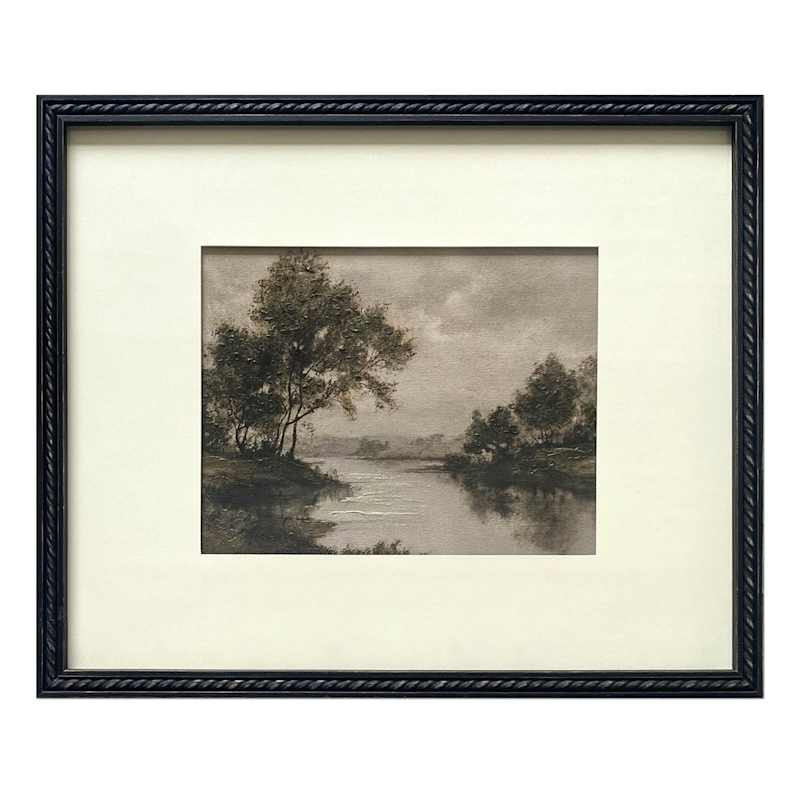 Glass Framed River Sketch Matted Wall Art, 20x24 | At Home