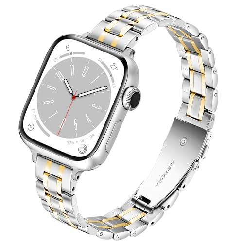Slim Metal Band for Apple Watch Bands for Women 41mm 40mm 42mm(S10) 38mm iWatch Bands, Metal Thin... | Amazon (US)