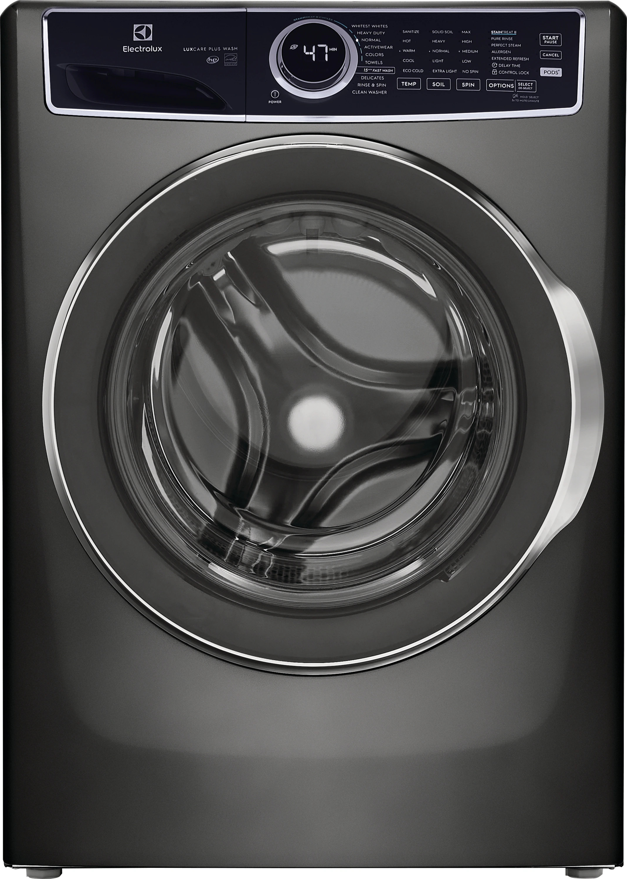 Electrolux LuxCare Wash and Perfect Steam High Efficiency Stackable Medium ( 4.5-cu ft ) Front Load Washer ( Titanium ) | ELFW7537AT | Lowe's