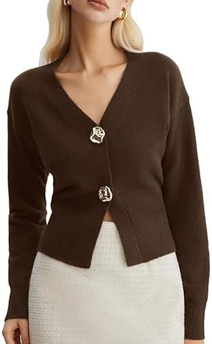 Sweaters for Women Long Sleeve V Neck Lightweight Knitted Outerwear Pullover Sweaters Trendy Tops | Amazon (US)