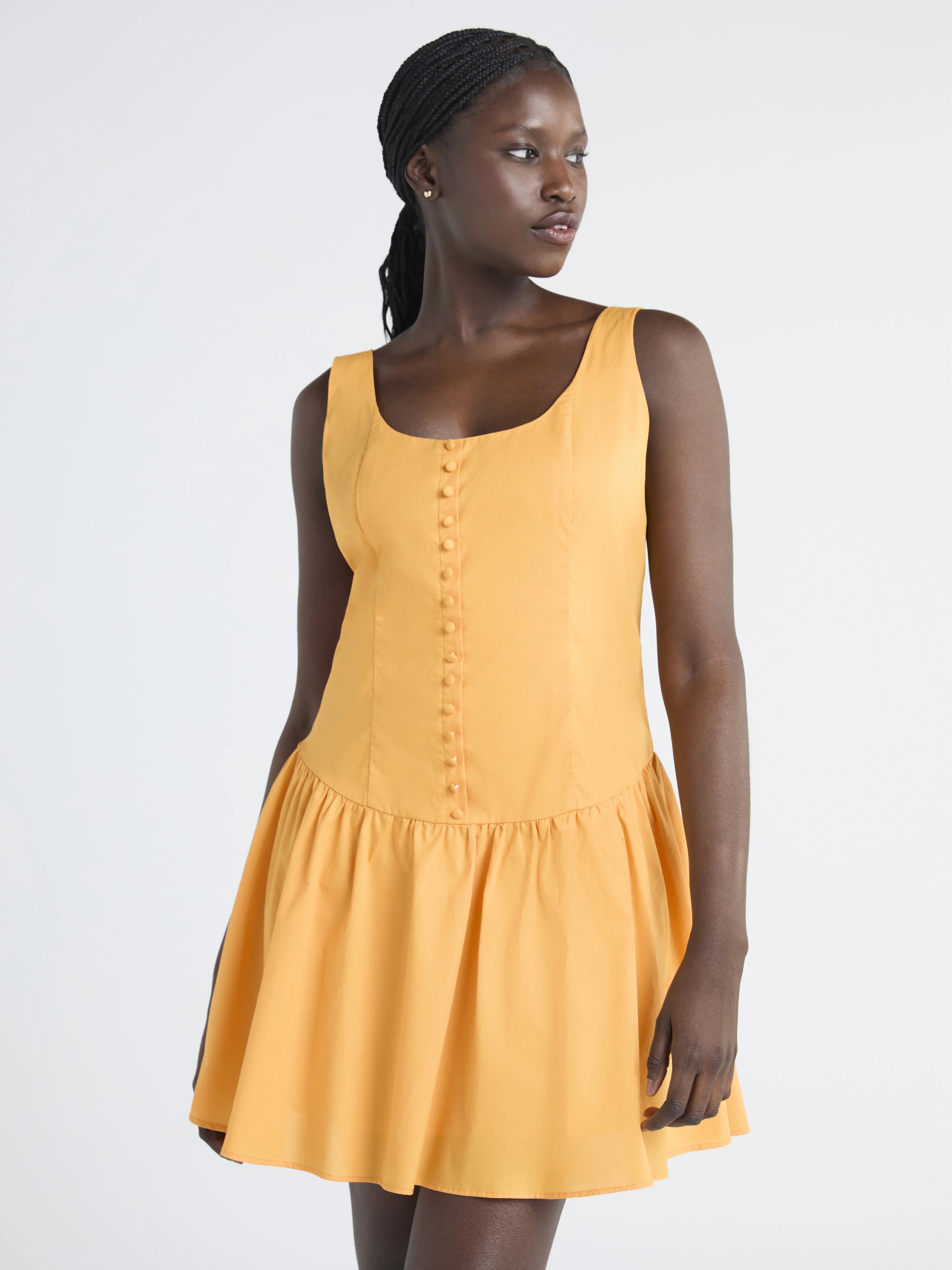 Scoop Women’s Cotton Poplin Mini Dress with Decorative Button Front, Sizes XS-XXL | Walmart (US)