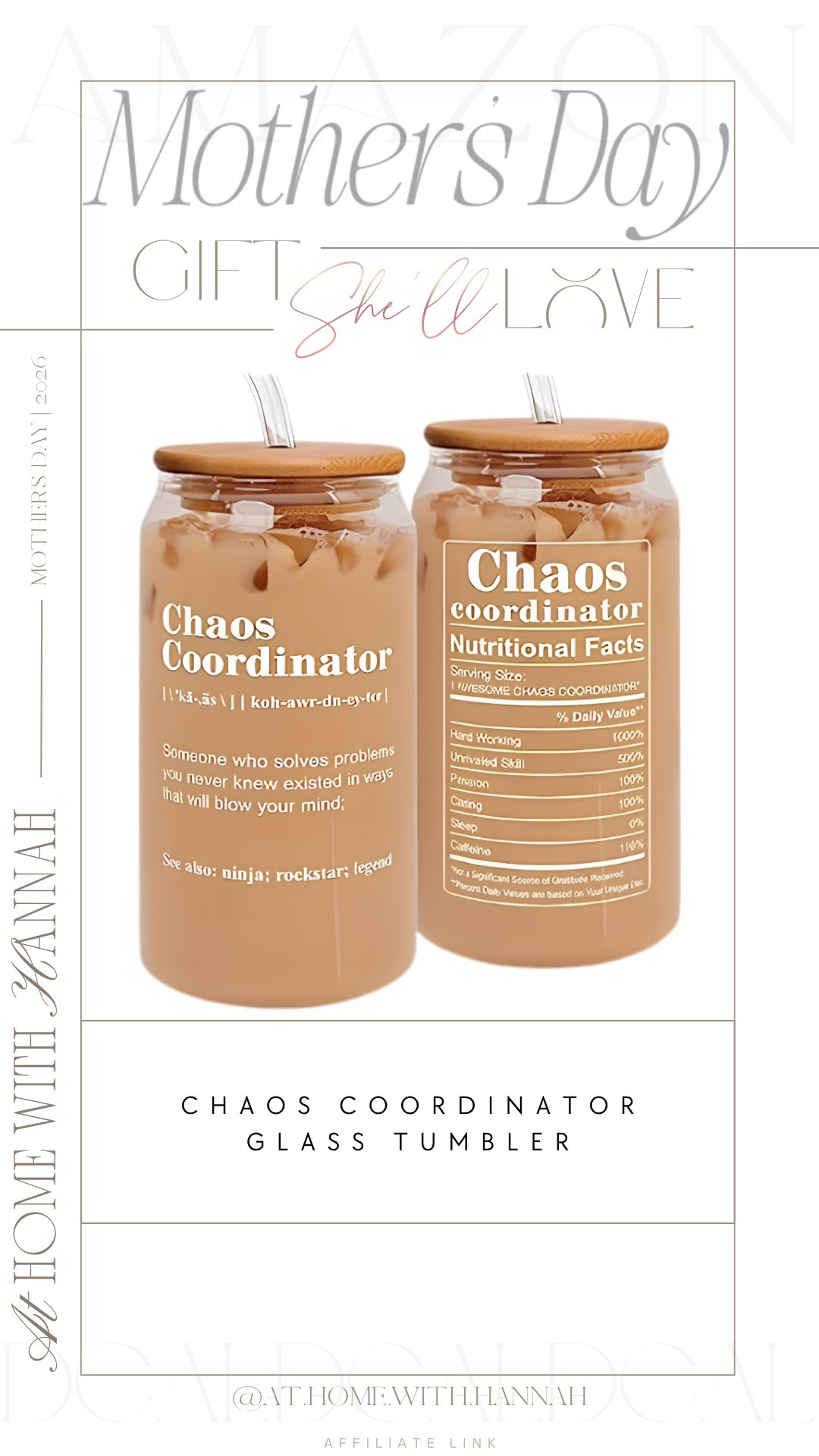 chaos coordinator tumbler • funny mom gift • Mother’s Day gift idea

This Chaos Coordinator glass tumbler is such a fun gift for the mom who does it all and somehow keeps everyone alive, scheduled, fed, dressed, and mostly on time. Cute, practical, and funny without feeling like a throwaway gift.

If you’re shopping for:
• chaos coordinator tumbler
• funny gifts for mom
• Mother’s Day gift ideas
• iced coffee glass
• mom tumbler
• practical gifts for mom
• teacher mom gifts
• gifts for busy moms

This funny-but-useful mom gift is linked here 🤍




•
chaos coordinator tumbler • funny gifts for mom • Mother’s Day gift ideas • iced coffee glass • mom tumbler • practical gifts for mom • teacher mom gifts • gifts for busy moms • glass tumbler with lid • iced coffee cup • Amazon gift ideas • mom life gifts

#FunnyMomGifts #MothersDayGiftIdeas #AmazonGiftIdeas #IcedCoffeeCup #PracticalGiftsForMom
#ltkgiftguide #ltkfinds #ltkmothersday

#LTKMothersDay #LTKmomlife #LTKHome