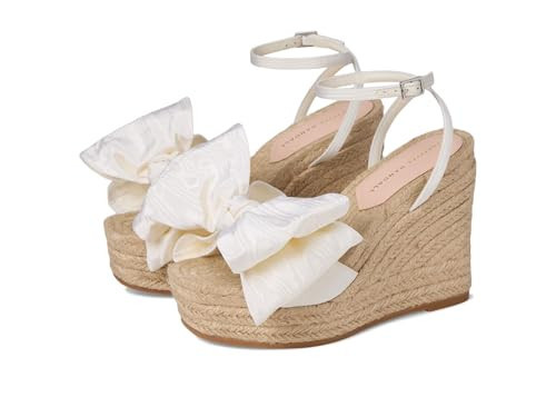 Loeffler Randall Women's Angelina Bow Wedge Pump, Cream/Natural, 9.5 | Amazon (US)