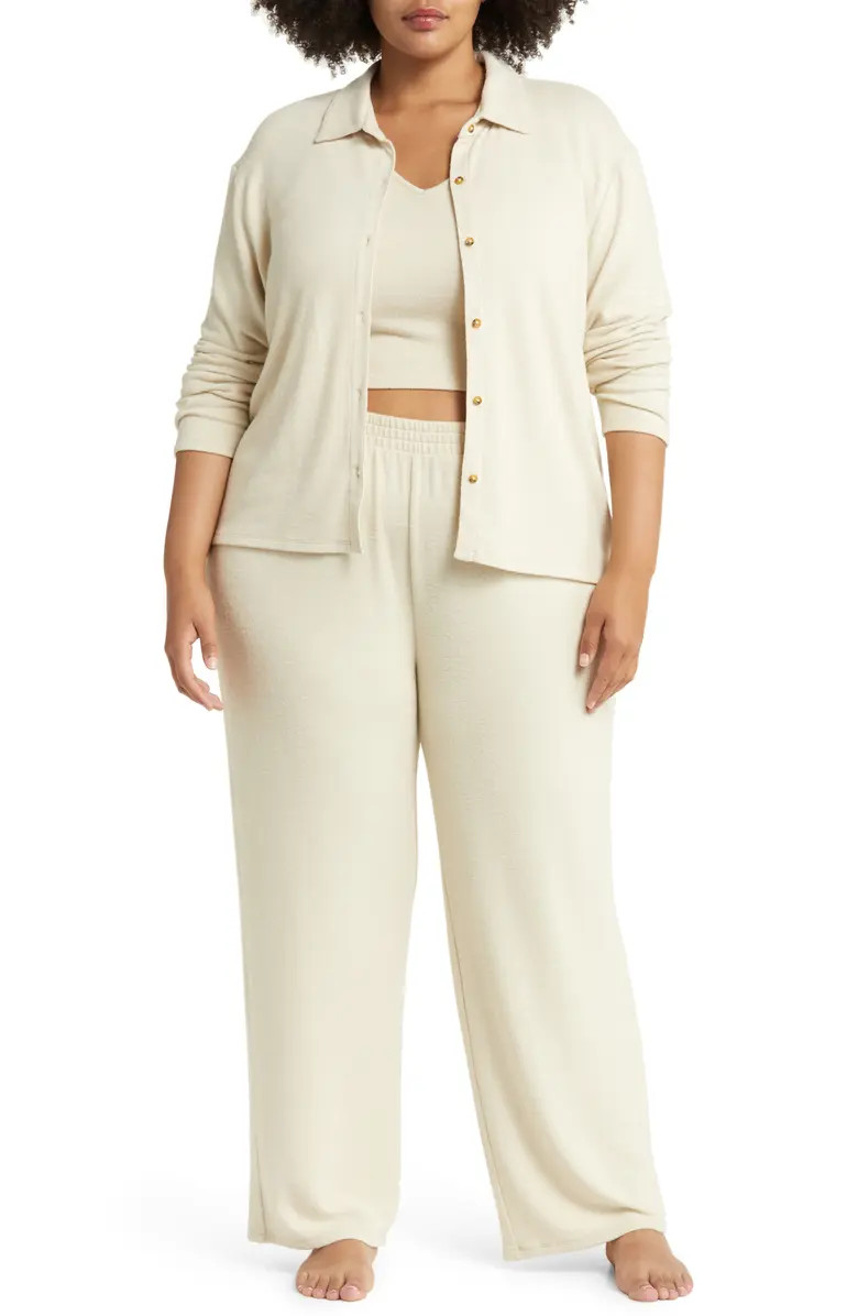 Open Edit 3-Piece Cozy Cardi Pajamas | Nordstrom | Nordstrom