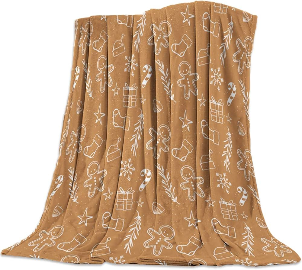 Amazon.com: Heart Pain Soft Flannel Fleece Blanket Christmas Theme Breathable Throw Blanket Ginge... | Amazon (US)