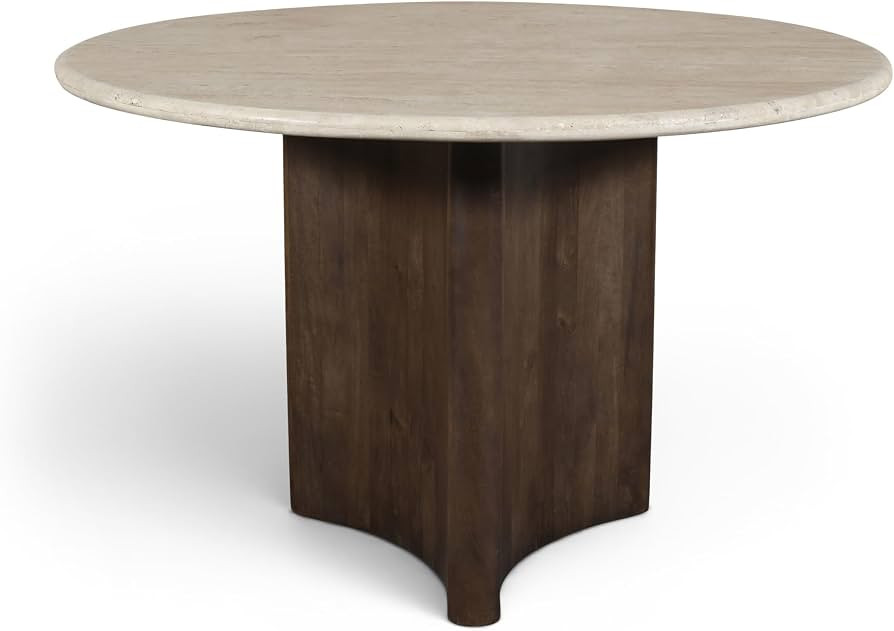 Meridian Furniture 77014Brown-DT48 Pietra Collection Art Deco Dining Table with Genuine Travertin... | Amazon (US)
