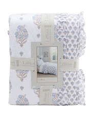 Cotton Reversible Ruffle Block Print Quilt Set | TJ Maxx