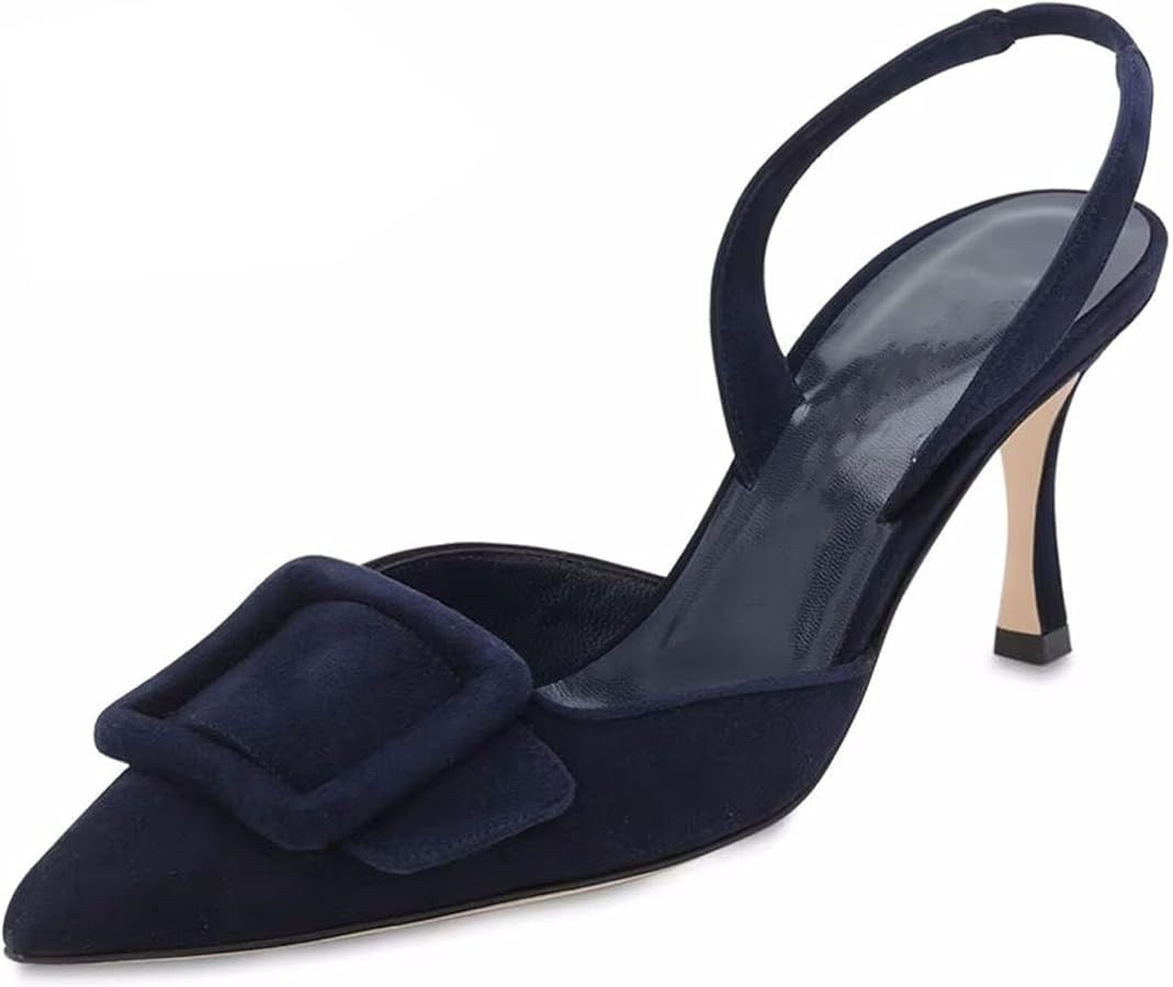 Divanne Slingback Pumps, Women's Pointed Toe Stiletto Pumps Buckle High Heeled Sandals Office Lad... | Amazon (US)