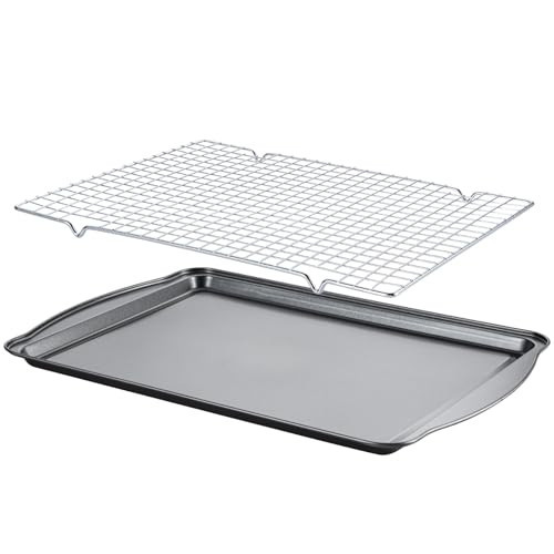 Gymdin Baking Sheet with Cooling Rack - 17" x 11" x 0.5" Carbon Steel Cookie Sheet for Baking [1 Sheet + 1 Rack], Nonstick Baking Pan, Perfect for Baking, Roasting, and More | Amazon (US)
