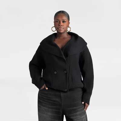 KBB by KAHLANA Women's 'The Peacoat Cardigan Sweater' - Black 1X | Target