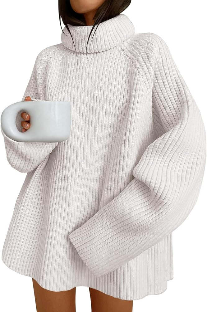 ANRABESS Women's Turtleneck Long Sleeve Oversized Sweater Casual Loose Fit Ribbed Knit Tunic Pullove | Amazon (US)