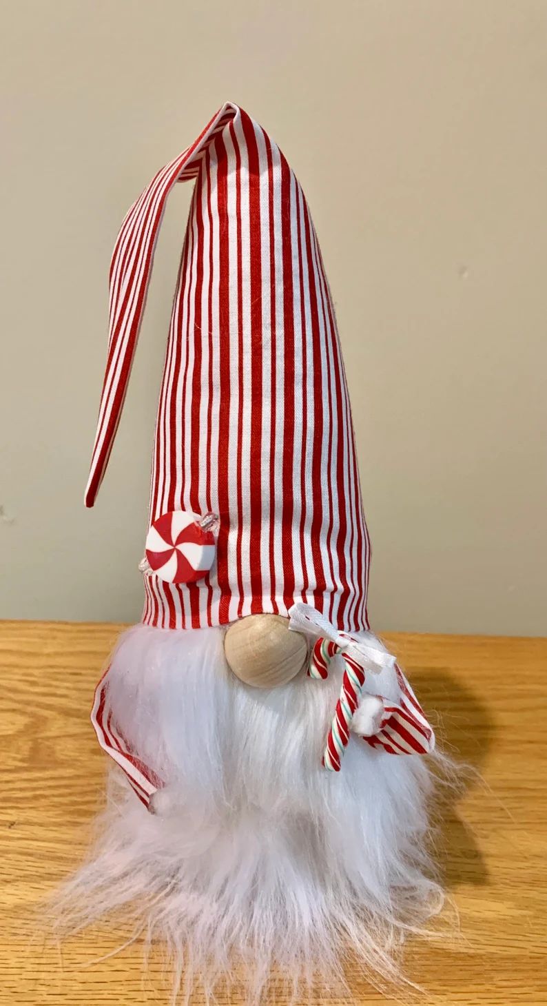 Brand New Candy Cane Christmas Gnome, Holiday Gnome,Scandinavian, Rae Dunn Inspired, tiered tray ... | Etsy (US)