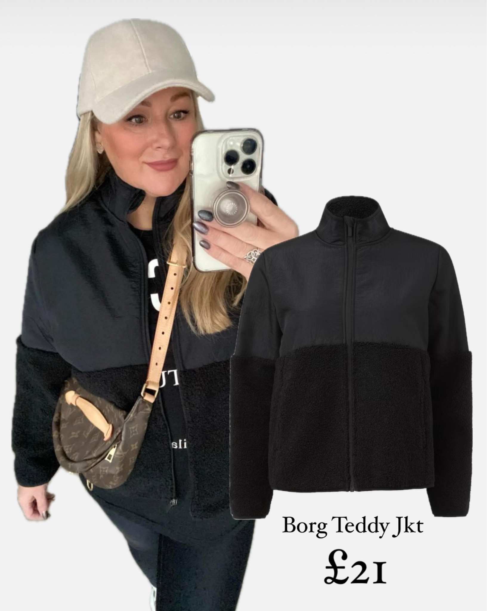 The cosiest thing I’ve bought recently, I love that the Borg Fleece is on the bottom half & the top is a much more streamlined fabric so it doesn’t add bulk in the bust area & around your neck, it’s a very clever design AND it’s only £21 !