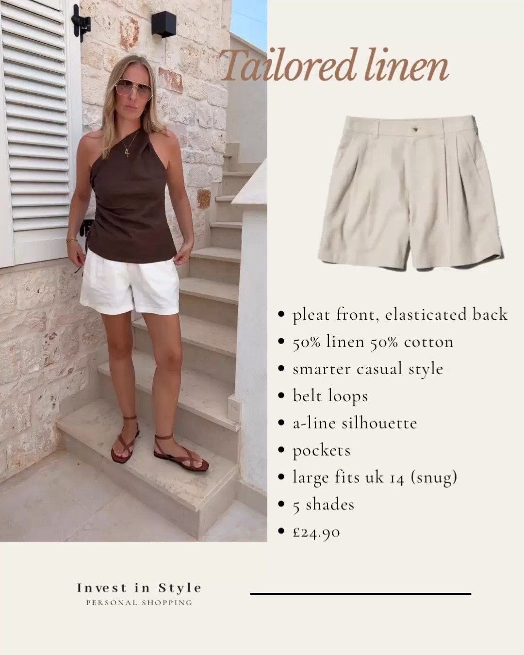 Another short I’ve been recommending for years 
Casual linen cotton with smarter details in the pleat front and belt loops . 
Elasticated back , available in stripe too. 
I wear U.K. large

#LTKsummer #LTKtravel #LTKmidsize