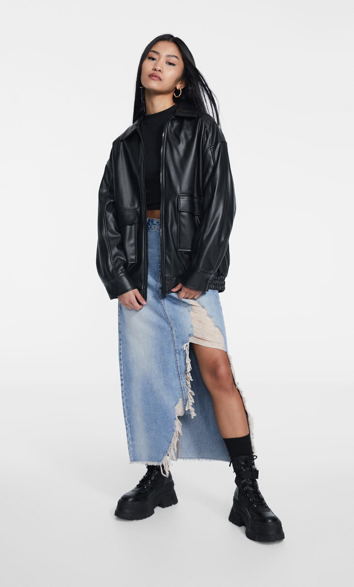 Faux leather jacket with pockets | Stradivarius (UK)