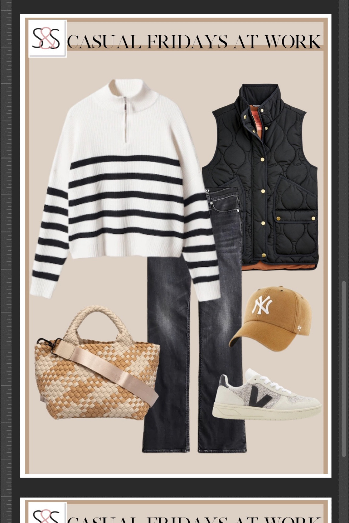 Striped sweater and black jeans with j crew vest on sale


#LTKunder100 #LTKworkwear #LTKsalealert