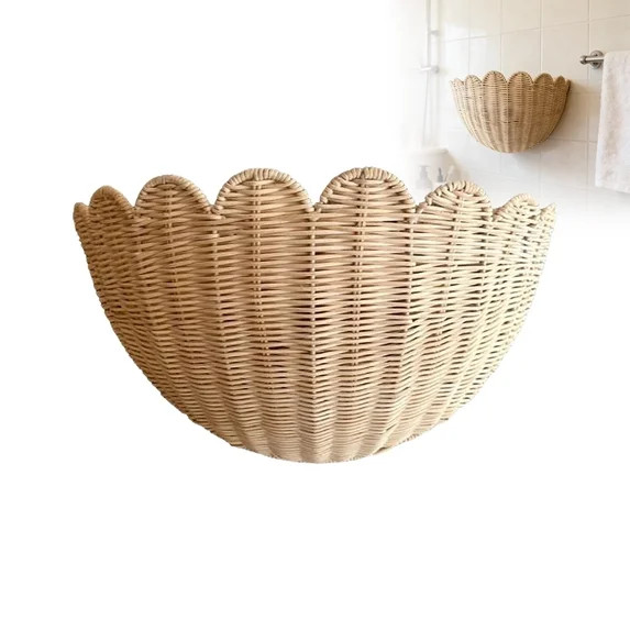 Scalloped Wicker Wall Basket - The Original - Hand Woven Basket - Scalloped Décor Wall Hanging B... | Walmart (US)