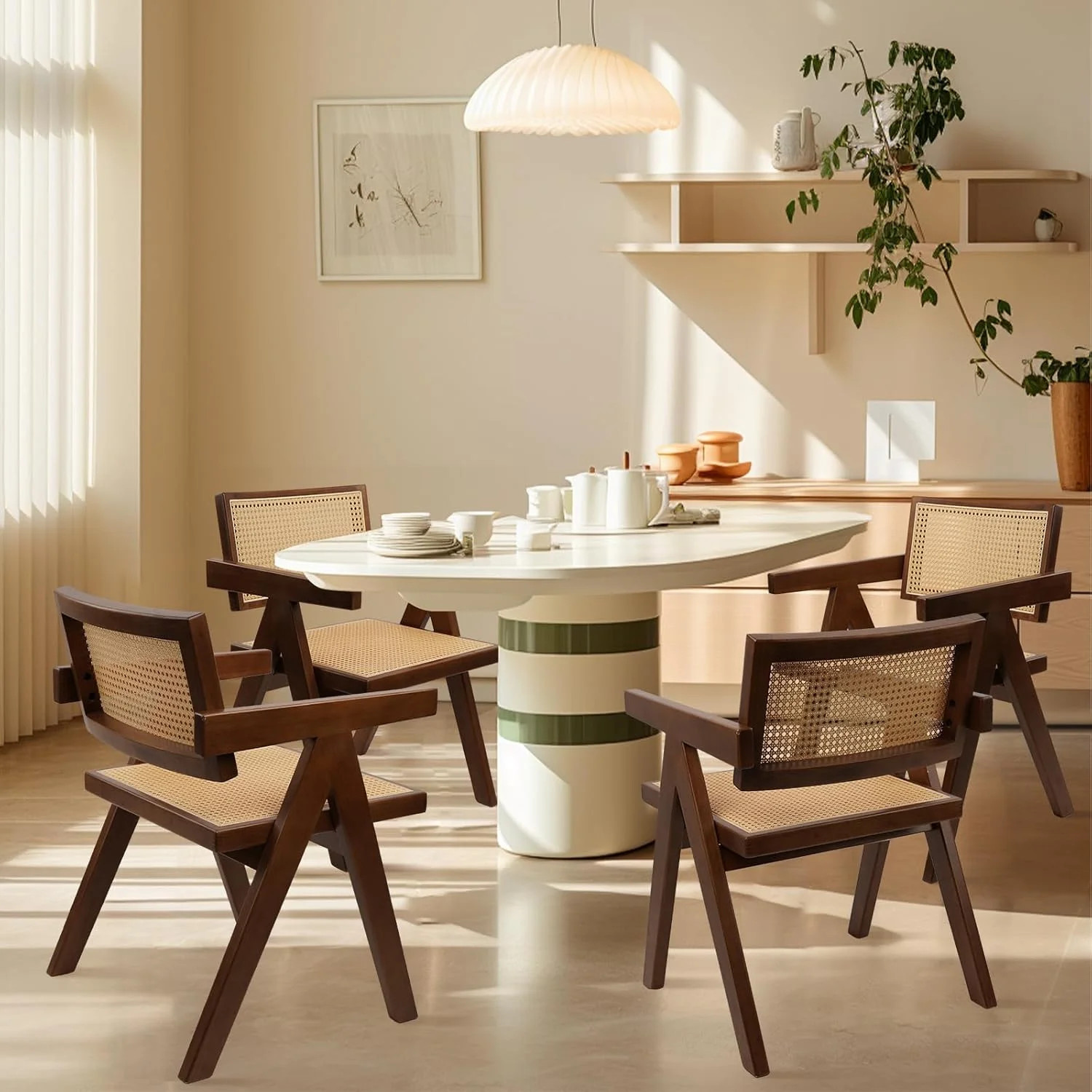 CLATINA Rattan Reading Chair for Bedroom Comfy Indoor Kitchen Dining Chair with Rattan Backrest A... | Walmart (US)