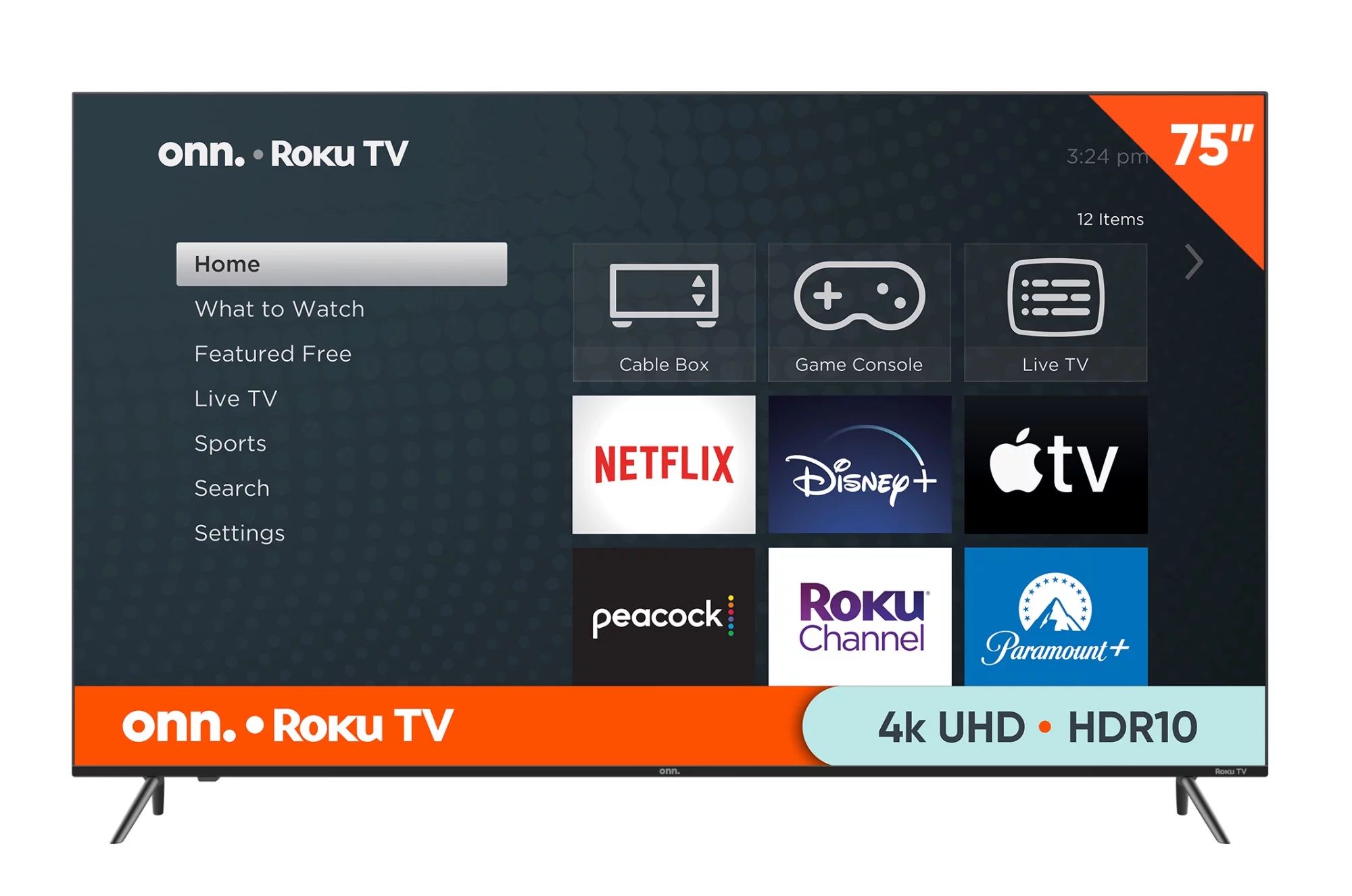 onn. 75” Class 4K UHD (2160P) LED Frameless Roku Smart TV (100044717) | Walmart (US)