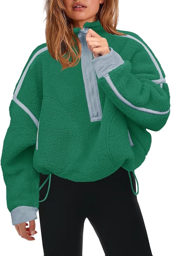 Panadila Womens Half Zip Sherpa Fleece Pullover Soft Oversized Sweatshirt with Pockets Warm Fuzzy... | Amazon (US)