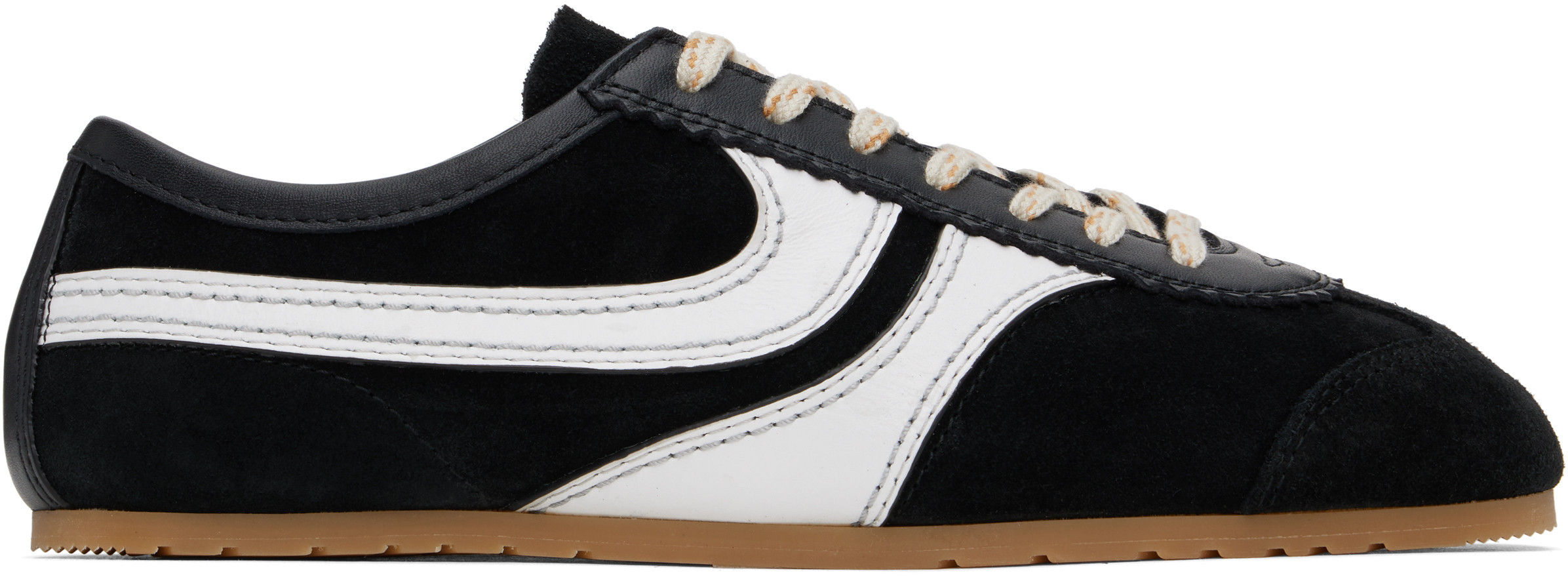 Dries Van Noten Black & White Suede Sneakers | SSENSE