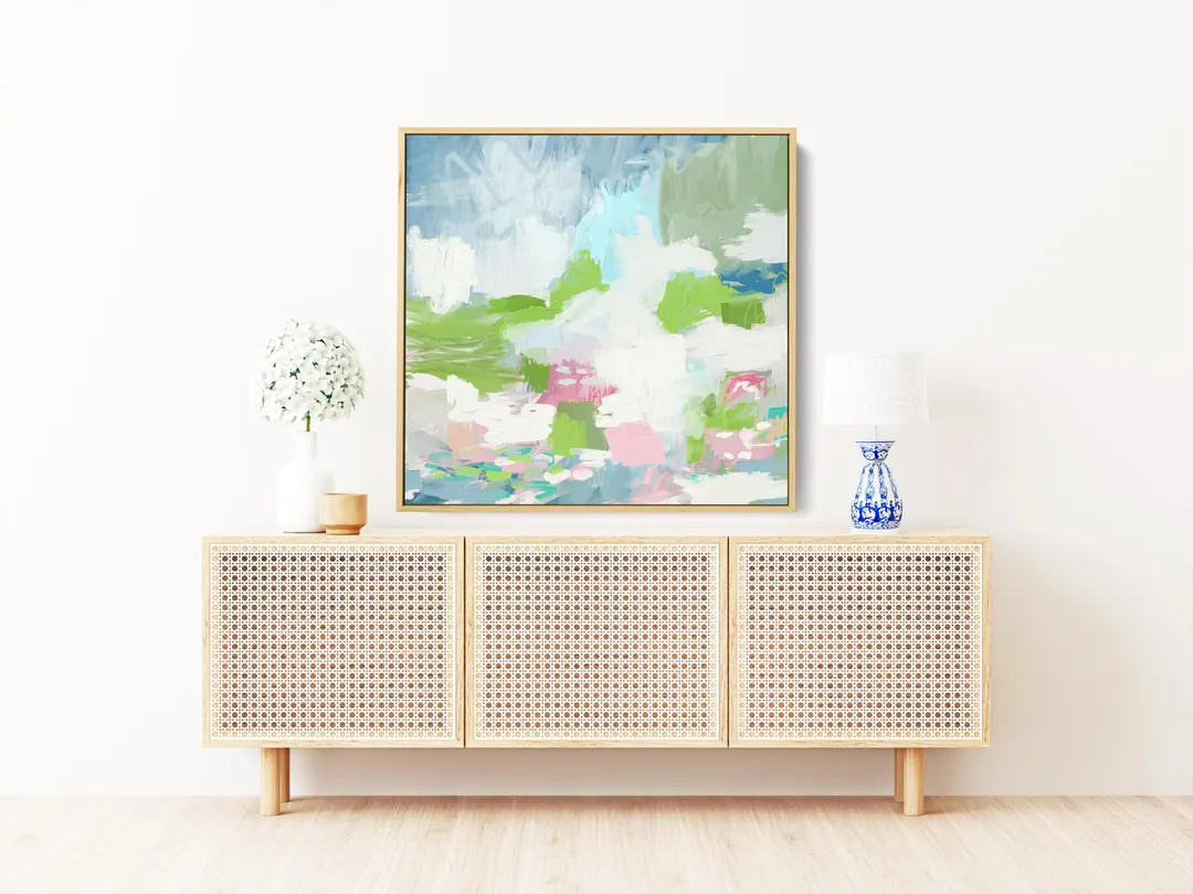 Blue and Green Abstract Art Print: Grand Millennial Wall Decor - Etsy | Etsy (US)