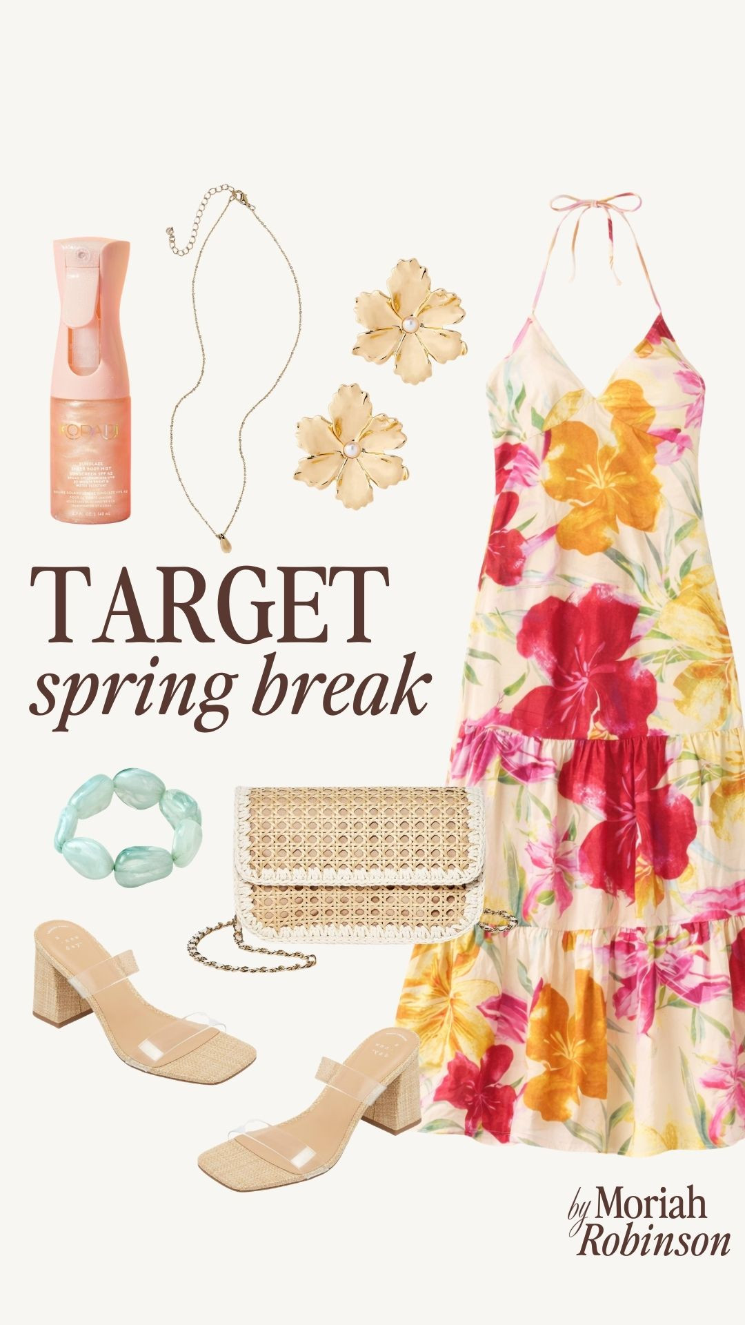 Target spring break look! I love this floral maxi dress and neutral heels for a resort-ready look. 

 #LTKmomlife #LTKSeasonal #LTKTravel