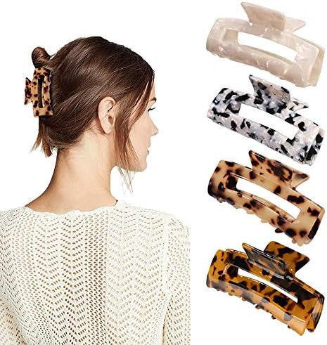 MagicSky 4PCS Hair Claw Clips, Acrylic Hair Banana Barrettes, Celluloid French Butterfly Jaw Clip... | Amazon (US)