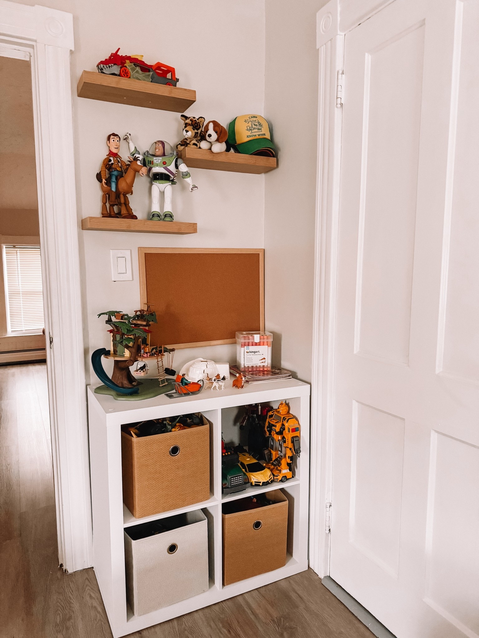 How to transform small spaces into functional/useful areas ❤️ My son was missing a little area for his special toys and this small corner was bare and our catch all spot in this room. This quick, and easy upgrade made the biggest difference 🙂 we are so happy with the turnout! Everything I used is linked here! 

#LTKHome #LTKKids #LTKmomlife