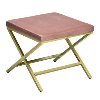 FurnitureR Pink Velvet Living Room Bench X Shape Legs-SPELL BLUSH - The Home Depot | The Home Depot