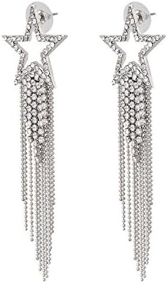 Women’s Tassel Earrings Star Ear Stud Pave Crystal Dangle Earrings Boho Waterfall Beaded Fringe... | Amazon (US)