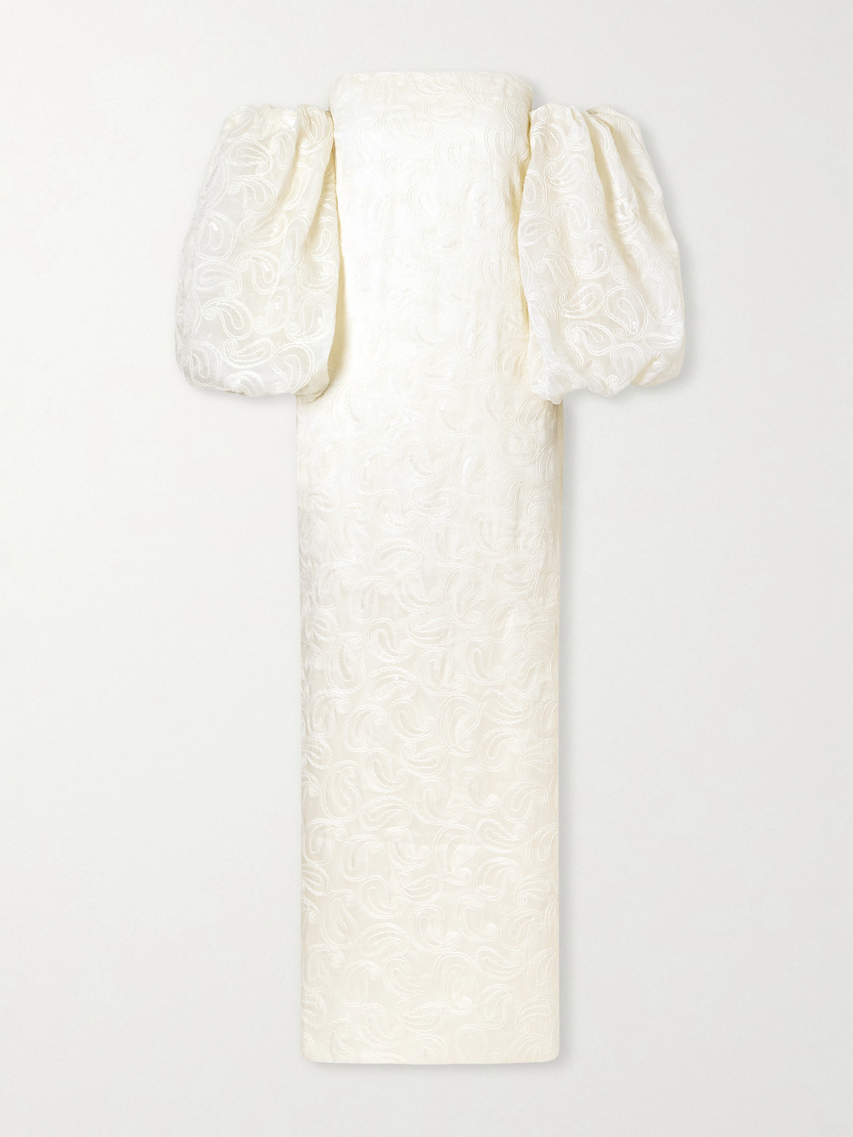 Dima Ayad - Off-the-shoulder Embellished Embroidered Woven Gown - Ivory | NET-A-PORTER (US)