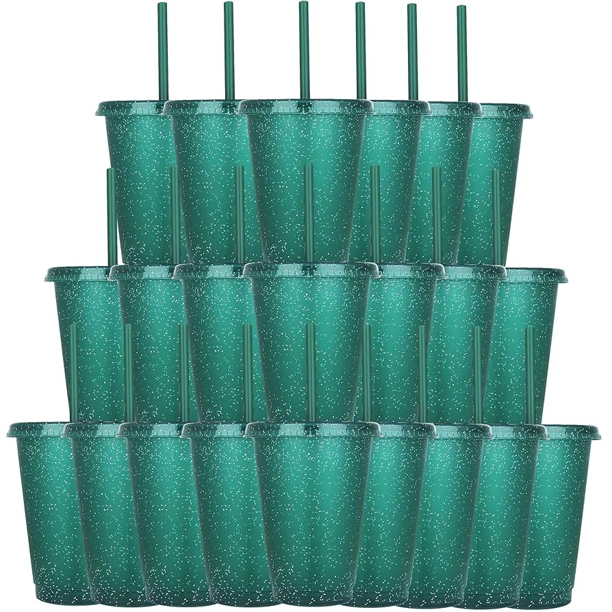 Suertestarry Reusable Cups with Lids and Straws, 22 Pack of 16oz Plastic Cups, Perfect for Kids' ... | Amazon (US)