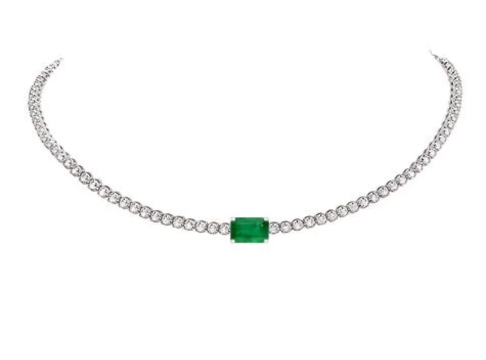 diamond tennis choker with gemstone | Diamond Aupair