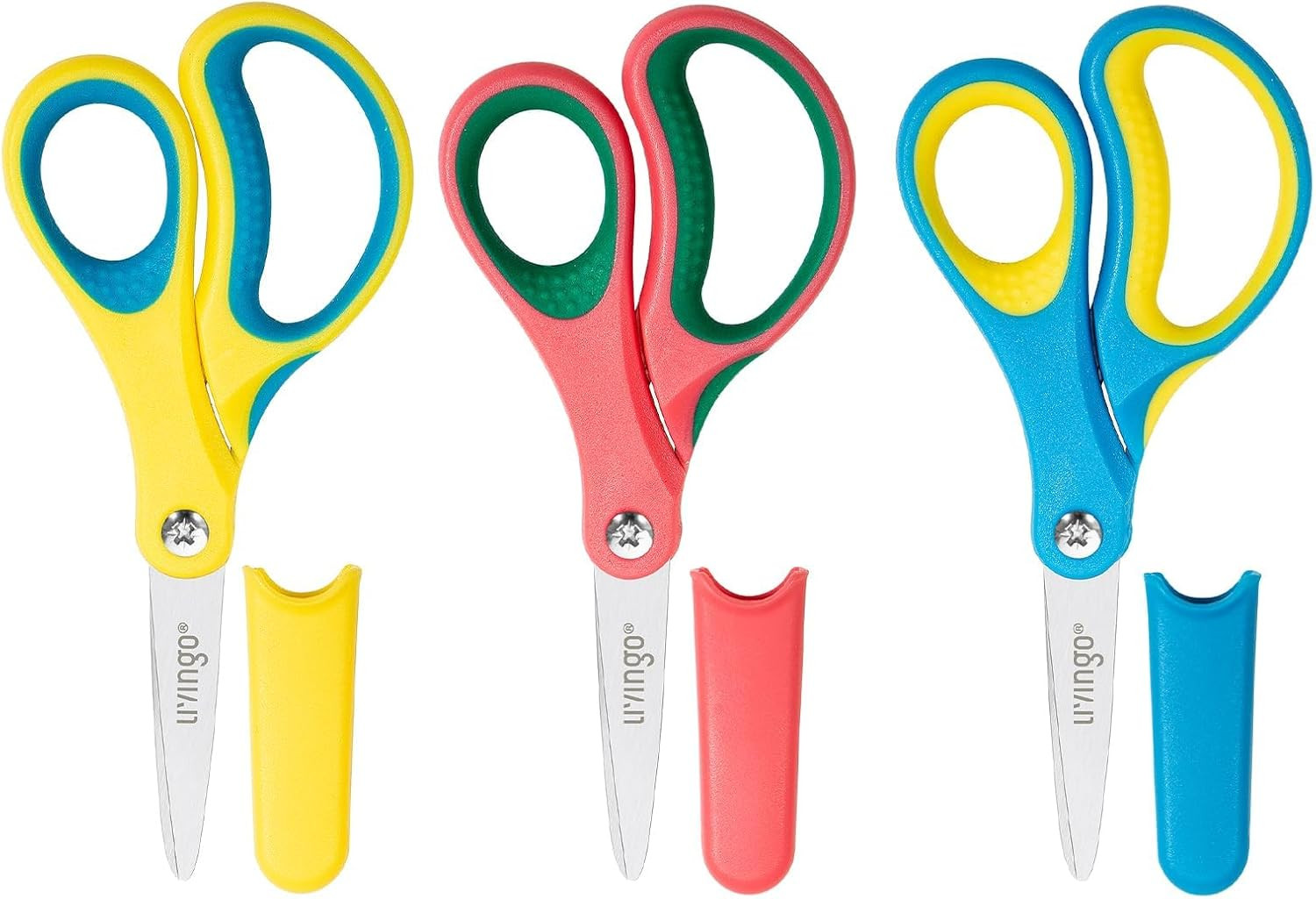 LIVINGO 5" Kids School Scissors: Small Safety Scissors Pointed Tip, Soft Handle Right Left Handed... | Amazon (US)