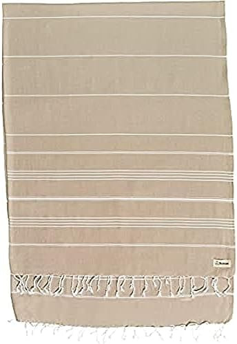 Bersuse 100% Cotton Anatolia XL Throw Blanket Turkish Towel - 61x82 Inches, Beige | Amazon (US)