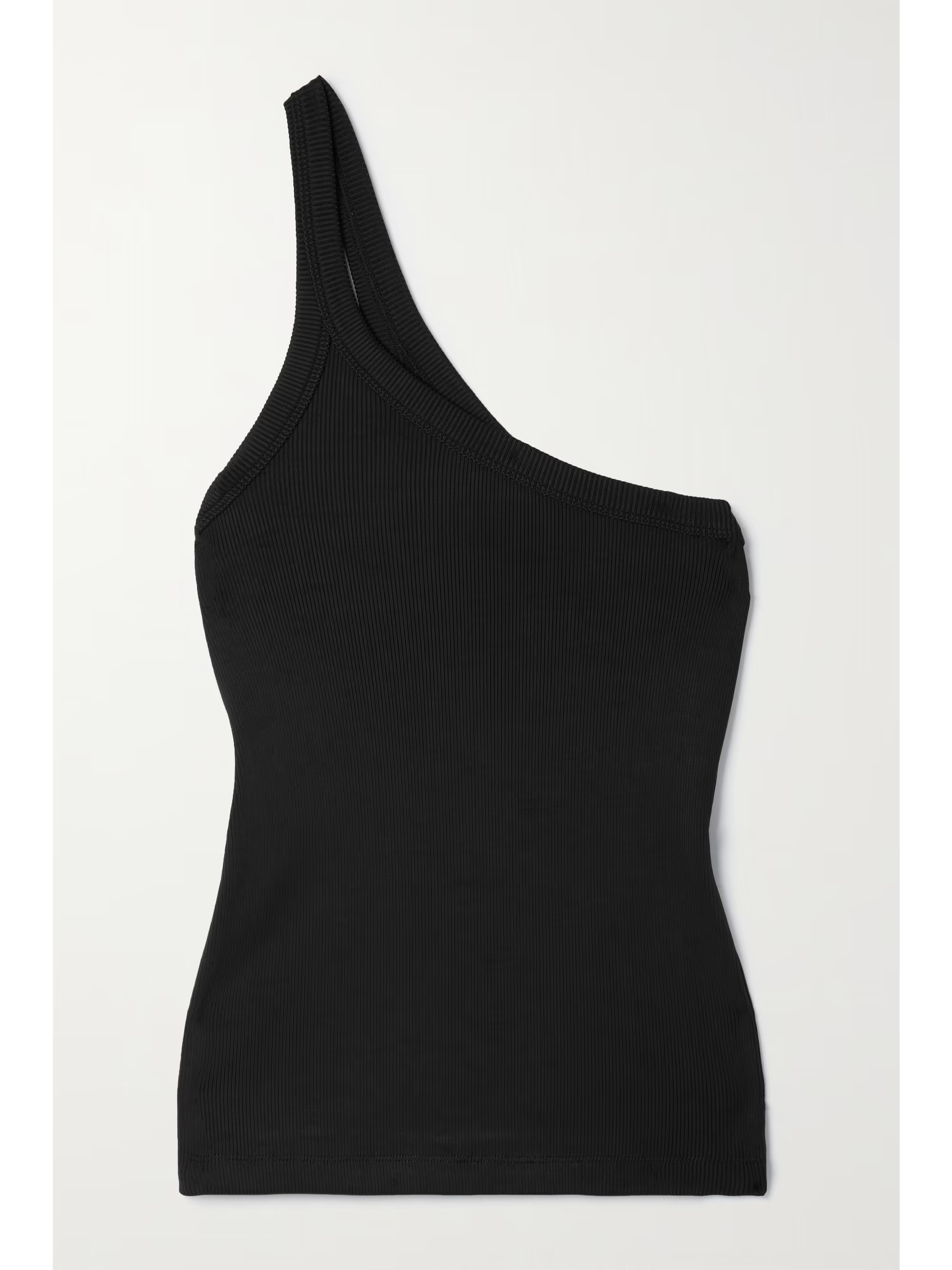 Black Ren one-shoulder ribbed-knit tank | ANINE BING | NET-A-PORTER | NET-A-PORTER (UK & EU)