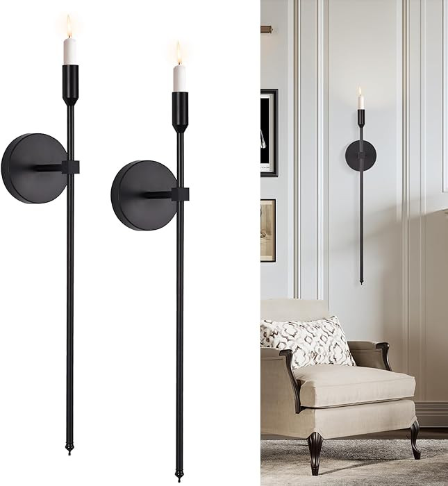 Black Candle Sconces Long Wall Candle Holder, Set of 2 Large Wall Candle Sconce Modern Chic Home ... | Amazon (CA)