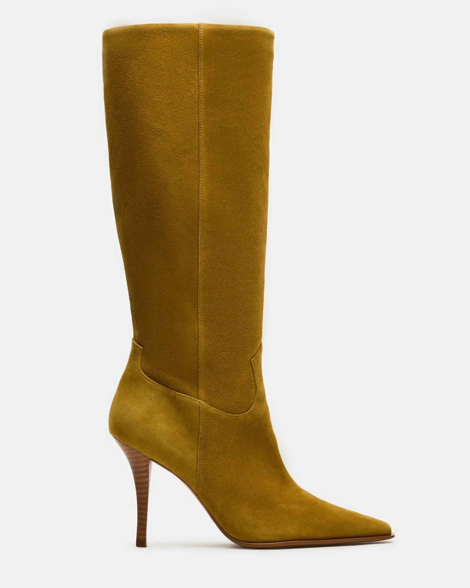 WESCOT Olive Suede Square-Toe Knee-High Heeled Women's Boot | Steve Madden (US)