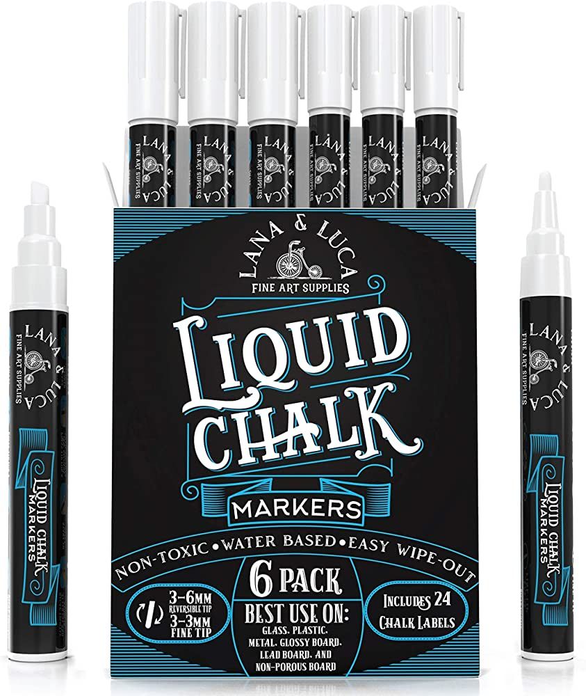Liquid Chalk Marker Pen - White, Dry Erase for Chalkboard Signs, Windows, Blackboard, Glass with ... | Amazon (US)